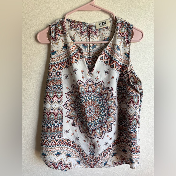 Verse Tops - Verse Multicolor Mandala Print Sleeveless Boho Blouse